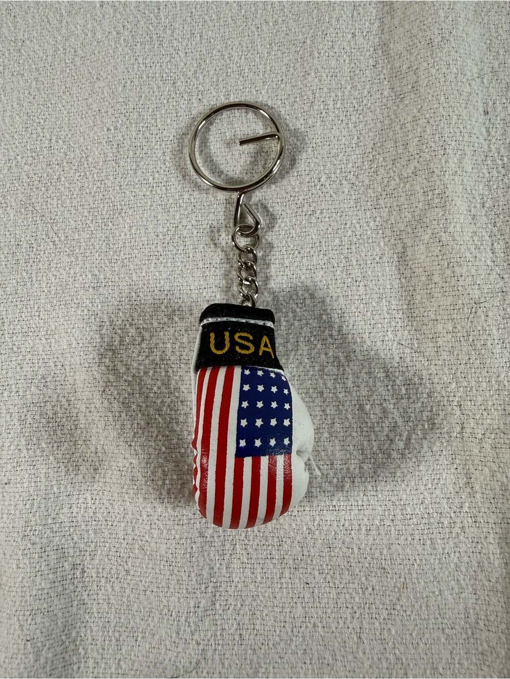 USA Boxing Glove Keychain - Red, White & Blue Patriotic Accessory